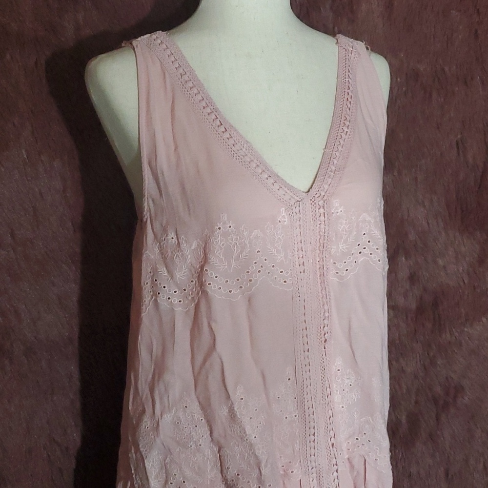 Forgotten Grace Pink Eyelet Tank Blouse NWOT